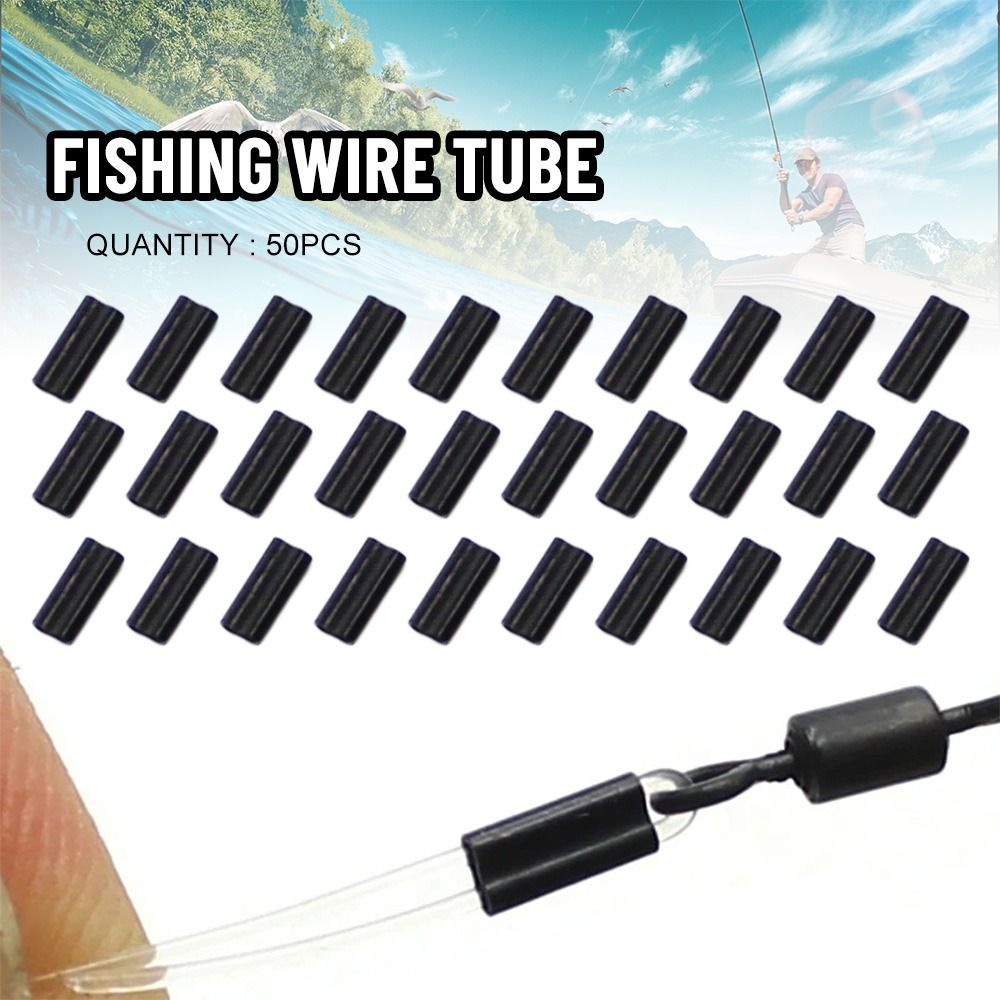 50pcs Carbon tube Fishing Crim - Monofilament Line ulasan dan harga