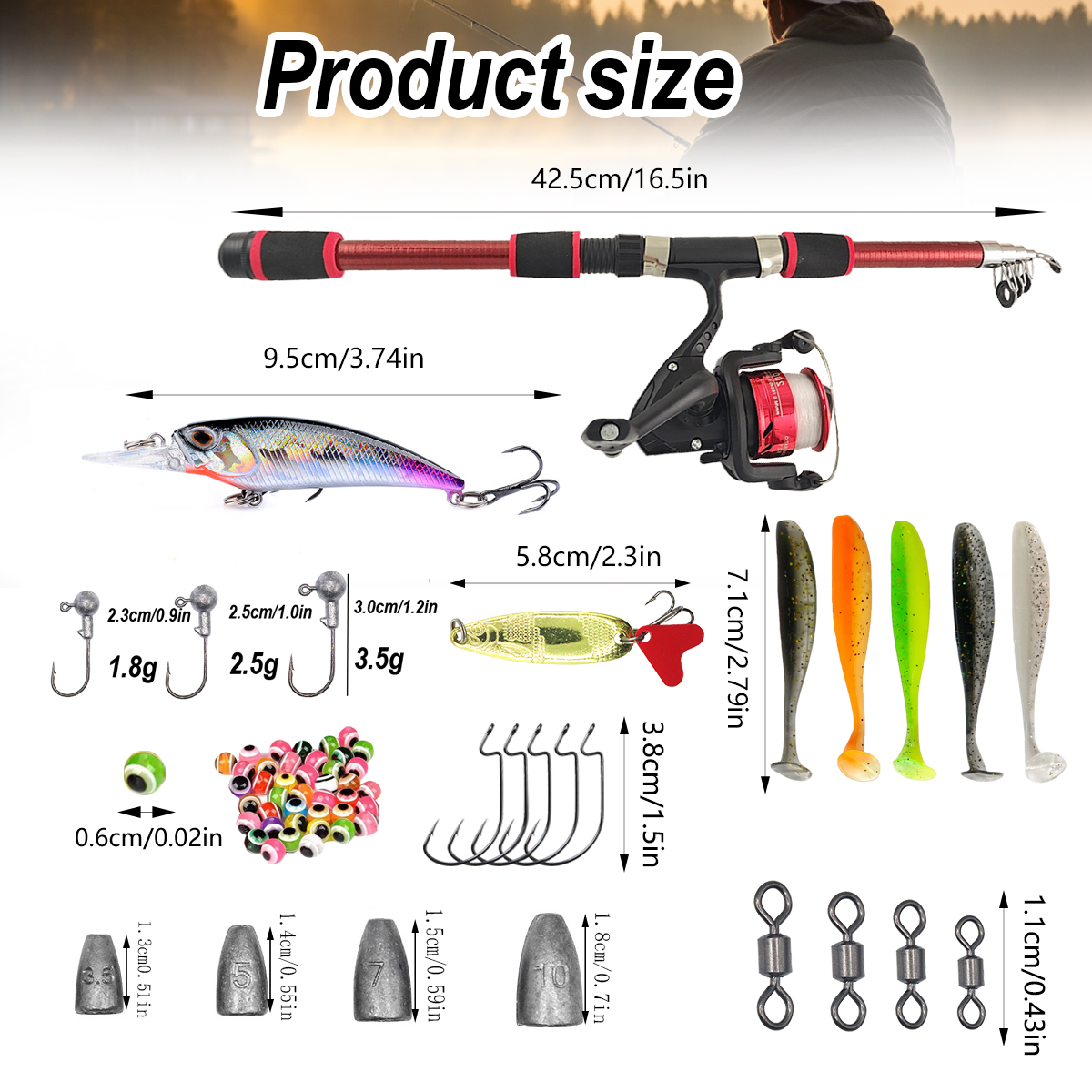 46Pcs Telescopic Fishing Rod R - Freshwater Line ulasan dan harga